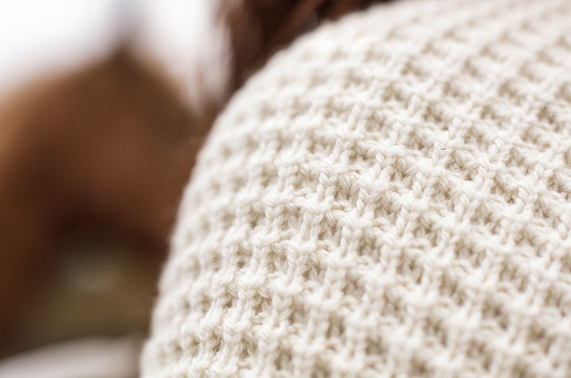 Closeup of knit wool product