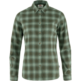 Fjällräven Övik Flannel Shirt W Women’s Shirts Dark green, Green Main Front 56513